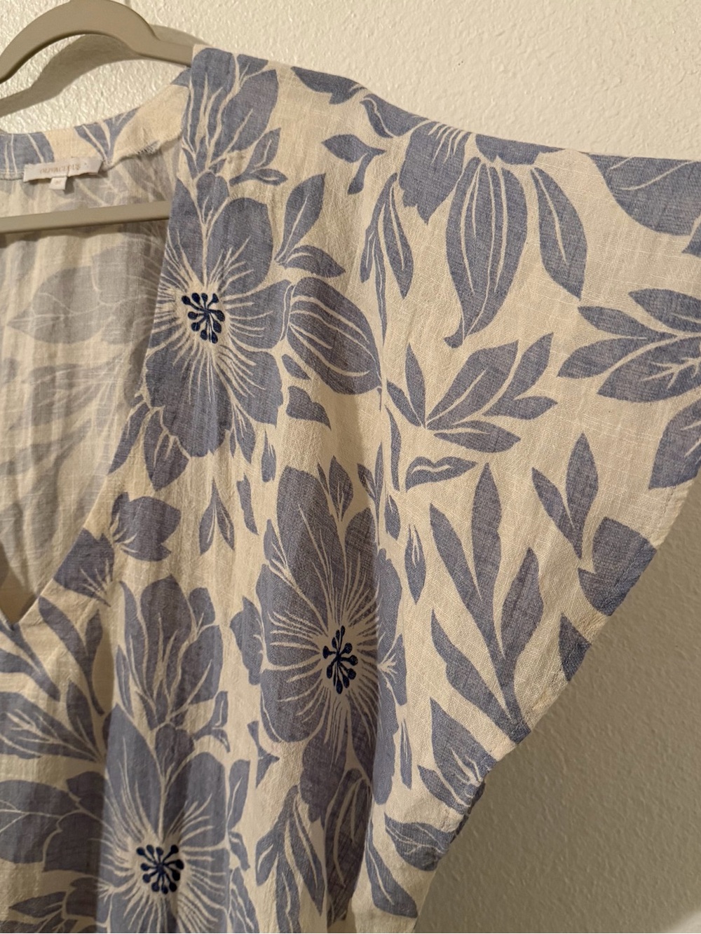 Olivaceous Women’s Blue 100% Cotton Floral Tunic Coverup Size Medium - Picture 4 of 11